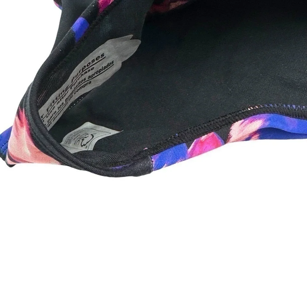 Time and Tru Womens Plus 1X‎ Floral High Waist Bikini Bottom Black Pink Purple